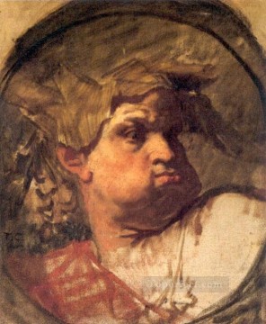 Thomas Couture Painting - Head of an Epochal King figure painter Thomas Couture